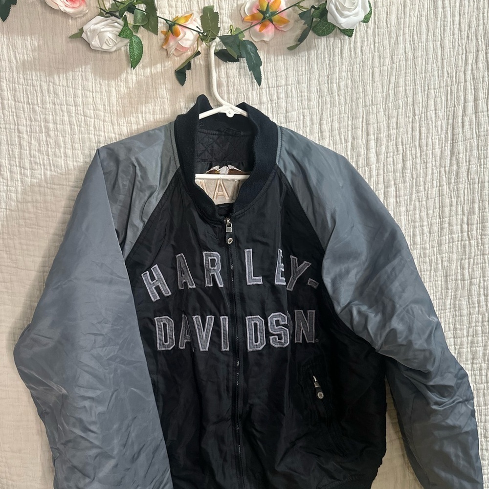 Harley-Davidson Black and Gray Bomber Jacket - Picture 1 of 5